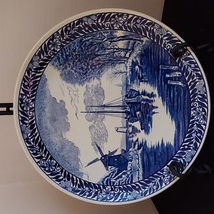 Vtg. 11-1/4" Delft/Boch Blue Sailboats and Windmill Scenic Display Plate